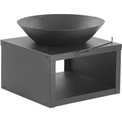 BELIANI Braséro De Jardin Rond En Acier Noir - Noir -Chauffage d'extérieur Soldes 27206486 4