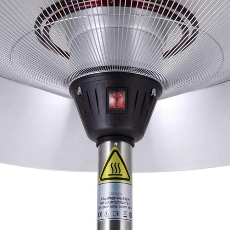 GREADEN - Parasol Chauffant Infrarouge Jupiter Grand Réflecteur Chauffage électrique De Terrasse à Halogène 3000 W Extérieur IP44 - Radiateur Jardin/Patio/Intérieur (Chauffant + Housse) EU Plug - Inox 7 GREADEN - Parasol Chauffant Infrarouge Jupiter Grand Réflecteur Chauffage électrique De Terrasse à Halogène 3000 W Extérieur IP44 - Radiateur Jardin/Patio/Intérieur (Chauffant + Housse) EU Plug - Inox – Image 5