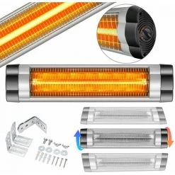 AREBOS Chauffage Infrarouge | Radiateur électrique Mural | Puissance De 2500W | Inclination 90° | Matériel Incl. | Argenté - Argent