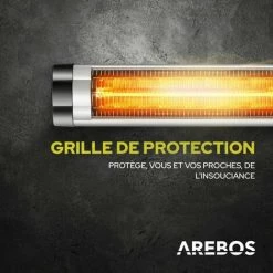 AREBOS Chauffage Infrarouge | Radiateur électrique Mural | Puissance De 2500W | Inclination 90° | Matériel Incl. | Argenté - Argent 11 AREBOS Chauffage Infrarouge | Radiateur électrique Mural | Puissance De 2500W | Inclination 90° | Matériel Incl. | Argenté - Argent -Chauffage d'extérieur Soldes 27421300 5