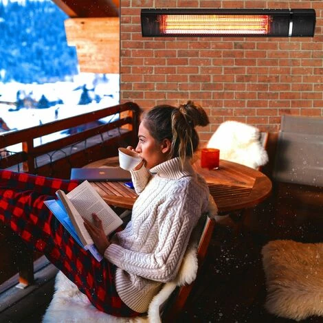 AREBOS Radiateur Infrarouge | Chauffage Radiant Terrasse | Incl Materiél De Montage | élément Chauffant En Carbone | Angle D´inclination 60°| 2000W | Avec Télécommande| Intérieur Et Extérieur - Noir 4 AREBOS Radiateur Infrarouge | Chauffage Radiant Terrasse | Incl Materiél De Montage | élément Chauffant En Carbone | Angle D´inclination 60°| 2000W | Avec Télécommande| Intérieur Et Extérieur - Noir – Image 2
