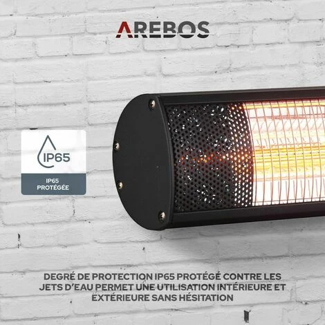 AREBOS Radiateur Infrarouge | Chauffage Radiant Terrasse | Incl Materiél De Montage | élément Chauffant En Carbone | Angle D´inclination 60°| 2000W | Avec Télécommande| Intérieur Et Extérieur - Noir 6 AREBOS Radiateur Infrarouge | Chauffage Radiant Terrasse | Incl Materiél De Montage | élément Chauffant En Carbone | Angle D´inclination 60°| 2000W | Avec Télécommande| Intérieur Et Extérieur - Noir – Image 4