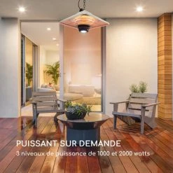 Blumfeldt Chauffage Heat Square Infrarouge 1000/2000 W LED Carbon IP24 -Chauffage d'extérieur Soldes 27421846 3