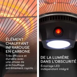 Blumfeldt Chauffage Heat Square Infrarouge 1000/2000 W LED Carbon IP24 -Chauffage d'extérieur Soldes 27421846 4