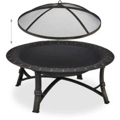 Relaxdays Brasero Avec Protection étincelles, HxD 52x90 Cm, Avec Tisonnier, Jardin Et Terrasse, Feu De Camp Extérieur. -Chauffage d'extérieur Soldes 27485750 4
