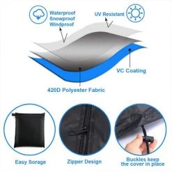 BARES Housses De Chauffage De Patio Imperméable, Extérieur Résistant 420D Oxford Tissu Jardin Patio Chauffant Rond Couvre Protecteur Noir, 226x85x48 CM -Chauffage d'extérieur Soldes 27578691 3