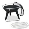 Relaxdays Brasero Avec Grillage, Pare étincelles Et Tisonnier, D: 55 Cm, Brasero De Jardin, En Métal, Noir -Chauffage d'extérieur Soldes 28162434 1
