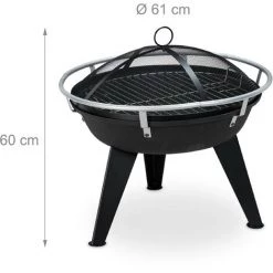 Relaxdays Brasero Avec Grillage, Pare étincelles Et Tisonnier, D: 55 Cm, Brasero De Jardin, En Métal, Noir 11 Relaxdays Brasero Avec Grillage, Pare étincelles Et Tisonnier, D: 55 Cm, Brasero De Jardin, En Métal, Noir -Chauffage d'extérieur Soldes 28162434 5