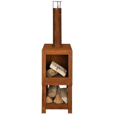 TRUE DEAL Esschert Design Cheminée D'extérieur Avec Rangement De Bois FF298 5 TRUE DEAL Esschert Design Cheminée D'extérieur Avec Rangement De Bois FF298 – Image 3