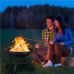 Yaheetech Brasero Exterieur Brasero Fer Laminé à Froid Foyer Poêle Chauffant Pour Terrasse Jardin Cour Avec Poker Gril Couvercle Noir 54 X 54 X 50cm -Chauffage d'extérieur Soldes 28554816 5