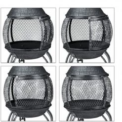 Relaxdays Brasero Mexicain, Tisonnier, Gril En Bois, Pare-étincelles, Jardin, Terrasse, Antique, Brasero, H 89 Cm, Gris -Chauffage d'extérieur Soldes 29507084 2