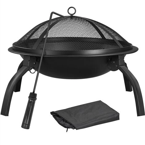 Yaheetech Brasero Extérieur Terrasse Brasero Fer Laminé à Froid Foyer Exterieur Pour Jardin Camp Cour Chauffage Avec Pieds Pliable, 54 Cm De Diamètre, Avec Poker, Grille, Couvercle, Sac De Transport 3 Yaheetech Brasero Extérieur Terrasse Brasero Fer Laminé à Froid Foyer Exterieur Pour Jardin Camp Cour Chauffage Avec Pieds Pliable, 54 Cm De Diamètre, Avec Poker, Grille, Couvercle, Sac De Transport