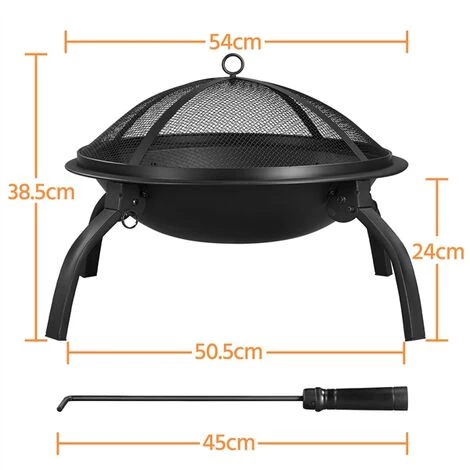 Yaheetech Brasero Extérieur Terrasse Brasero Fer Laminé à Froid Foyer Exterieur Pour Jardin Camp Cour Chauffage Avec Pieds Pliable, 54 Cm De Diamètre, Avec Poker, Grille, Couvercle, Sac De Transport 4 Yaheetech Brasero Extérieur Terrasse Brasero Fer Laminé à Froid Foyer Exterieur Pour Jardin Camp Cour Chauffage Avec Pieds Pliable, 54 Cm De Diamètre, Avec Poker, Grille, Couvercle, Sac De Transport – Image 2