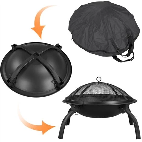 Yaheetech Brasero Extérieur Terrasse Brasero Fer Laminé à Froid Foyer Exterieur Pour Jardin Camp Cour Chauffage Avec Pieds Pliable, 54 Cm De Diamètre, Avec Poker, Grille, Couvercle, Sac De Transport 6 Yaheetech Brasero Extérieur Terrasse Brasero Fer Laminé à Froid Foyer Exterieur Pour Jardin Camp Cour Chauffage Avec Pieds Pliable, 54 Cm De Diamètre, Avec Poker, Grille, Couvercle, Sac De Transport – Image 4