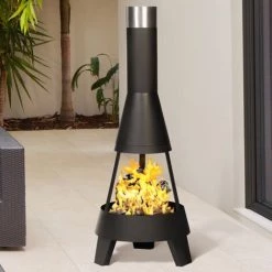 IDMARKET Braséro CAPRI Noir Foyer Ouvert Cheminée De Terrasse - Noir