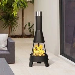 IDMARKET Braséro CAPRI Noir Foyer Ouvert Cheminée De Terrasse - Noir -Chauffage d'extérieur Soldes 30914908 4