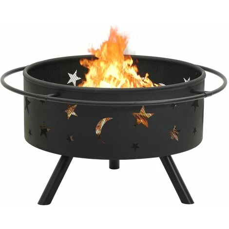 VidaXL Foyer Avec Tisonnier 76 Cm XXL Acier - Noir 6 VidaXL Foyer Avec Tisonnier 76 Cm XXL Acier - Noir – Image 4