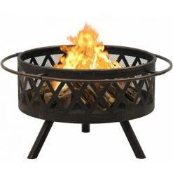 VidaXL Foyer Rustique Avec Tisonnier 76 Cm XXL Acier - Noir -Chauffage d'extérieur Soldes 31134299 4