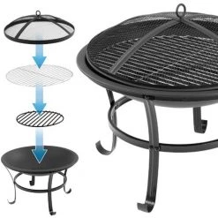 ECD GERMANY Bol à Feu Foyer Brasero Avec Grille De Cuisson Charbon De Bois Couvercle Ø 56 Cm 9 ECD GERMANY Bol à Feu Foyer Brasero Avec Grille De Cuisson Charbon De Bois Couvercle Ø 56 Cm -Chauffage d'extérieur Soldes 31464232 3