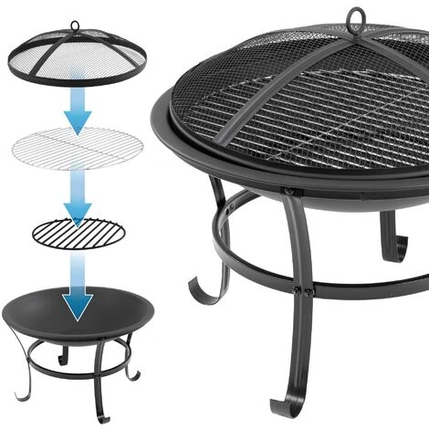 ECD GERMANY Bol à Feu Foyer Brasero Avec Grille De Cuisson Charbon De Bois Couvercle Ø 56 Cm 5 ECD GERMANY Bol à Feu Foyer Brasero Avec Grille De Cuisson Charbon De Bois Couvercle Ø 56 Cm – Image 3