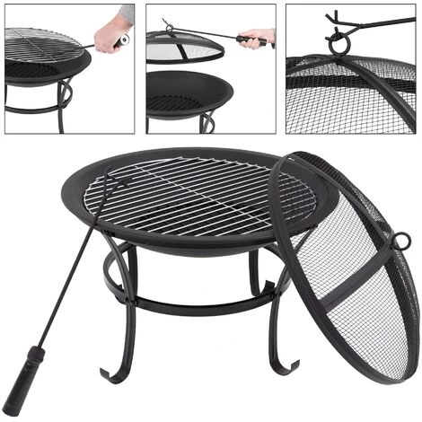 ECD GERMANY Bol à Feu Foyer Brasero Avec Grille De Cuisson Charbon De Bois Couvercle Ø 56 Cm 6 ECD GERMANY Bol à Feu Foyer Brasero Avec Grille De Cuisson Charbon De Bois Couvercle Ø 56 Cm – Image 4