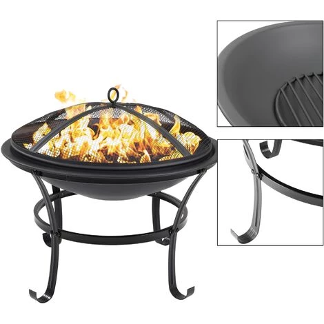 ECD GERMANY Bol à Feu Foyer Brasero Avec Grille De Cuisson Charbon De Bois Couvercle Ø 56 Cm 7 ECD GERMANY Bol à Feu Foyer Brasero Avec Grille De Cuisson Charbon De Bois Couvercle Ø 56 Cm – Image 5