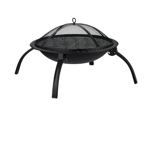 Relaxdays Brasero XL, Grillage, Tisonnier, Protection étincelles, Couverture, Jardin, Terrasse, D 56,5cm, Noir,sans Sac 4 Relaxdays Brasero XL, Grillage, Tisonnier, Protection étincelles, Couverture, Jardin, Terrasse, D 56,5cm, Noir,sans Sac – Image 2