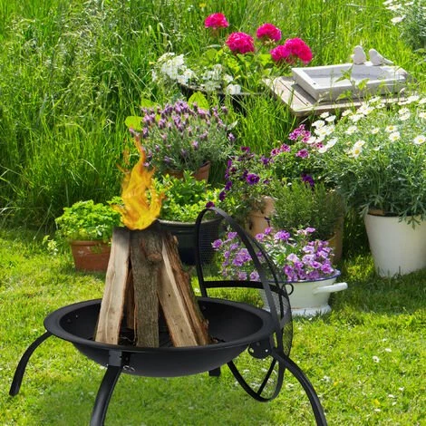 Relaxdays Brasero XL, Grillage, Tisonnier, Protection étincelles, Couverture, Jardin, Terrasse, D 56,5cm, Noir,sans Sac 5 Relaxdays Brasero XL, Grillage, Tisonnier, Protection étincelles, Couverture, Jardin, Terrasse, D 56,5cm, Noir,sans Sac – Image 3