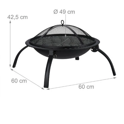 Relaxdays Brasero XL, Grillage, Tisonnier, Protection étincelles, Couverture, Jardin, Terrasse, D 56,5cm, Noir,sans Sac 7 Relaxdays Brasero XL, Grillage, Tisonnier, Protection étincelles, Couverture, Jardin, Terrasse, D 56,5cm, Noir,sans Sac – Image 5