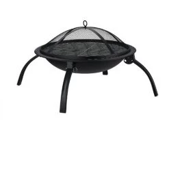 Relaxdays Brasero XL, Grillage, Tisonnier, Protection étincelles, Couverture, Jardin, Terrasse, 56,5cm, Noir,avec Sac -Chauffage d'extérieur Soldes 31796529 2