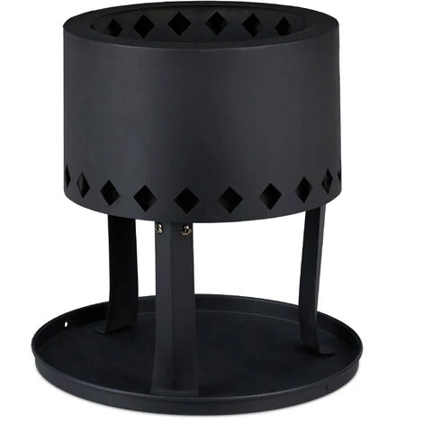 Relaxdays Brasero De Jardin, Ø 30 Cm, Plaque De Sol, Tisonnier, Pour Granulés De Bois Et Bois De Chauffage, Acier, Noir 4 Relaxdays Brasero De Jardin, Ø 30 Cm, Plaque De Sol, Tisonnier, Pour Granulés De Bois Et Bois De Chauffage, Acier, Noir – Image 2