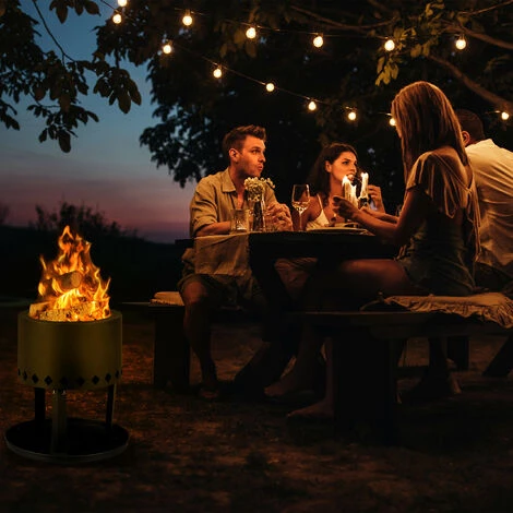 Relaxdays Brasero De Jardin, Ø 30 Cm, Plaque De Sol, Tisonnier, Pour Granulés De Bois Et Bois De Chauffage, Acier, Noir 6 Relaxdays Brasero De Jardin, Ø 30 Cm, Plaque De Sol, Tisonnier, Pour Granulés De Bois Et Bois De Chauffage, Acier, Noir – Image 4