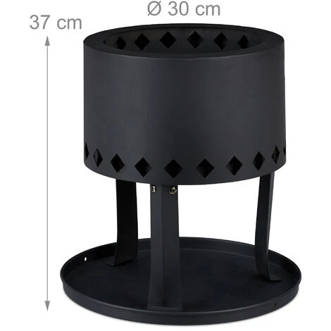 Relaxdays Brasero De Jardin, Ø 30 Cm, Plaque De Sol, Tisonnier, Pour Granulés De Bois Et Bois De Chauffage, Acier, Noir 7 Relaxdays Brasero De Jardin, Ø 30 Cm, Plaque De Sol, Tisonnier, Pour Granulés De Bois Et Bois De Chauffage, Acier, Noir – Image 5