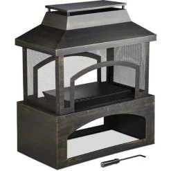 Relaxdays Cheminée De Jardin, En Acier, Four De Terrasse Avec Tisonnier, Extérieur, Foyer, HlP 98 X 82 X 45 Cm, Noir 8 Relaxdays Cheminée De Jardin, En Acier, Four De Terrasse Avec Tisonnier, Extérieur, Foyer, HlP 98 X 82 X 45 Cm, Noir -Chauffage d'extérieur Soldes 31800592 2