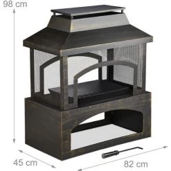 Relaxdays Cheminée De Jardin, En Acier, Four De Terrasse Avec Tisonnier, Extérieur, Foyer, HlP 98 X 82 X 45 Cm, Noir 11 Relaxdays Cheminée De Jardin, En Acier, Four De Terrasse Avec Tisonnier, Extérieur, Foyer, HlP 98 X 82 X 45 Cm, Noir -Chauffage d'extérieur Soldes 31800592 5