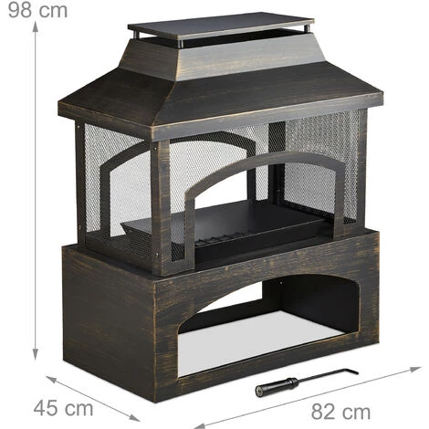 Relaxdays Cheminée De Jardin, En Acier, Four De Terrasse Avec Tisonnier, Extérieur, Foyer, HlP 98 X 82 X 45 Cm, Noir 7 Relaxdays Cheminée De Jardin, En Acier, Four De Terrasse Avec Tisonnier, Extérieur, Foyer, HlP 98 X 82 X 45 Cm, Noir – Image 5