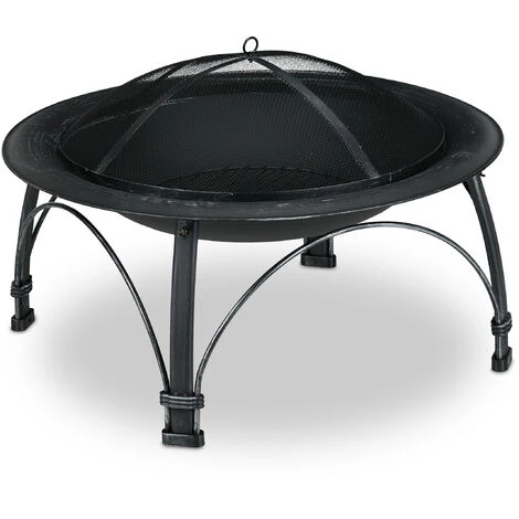Relaxdays Brasero De Jardin, Avec Protection étincelles & Tisonnier, Terrasse, HxD 59x89 Cm, Bac à Feu Extérieur, Noir 4 Relaxdays Brasero De Jardin, Avec Protection étincelles & Tisonnier, Terrasse, HxD 59x89 Cm, Bac à Feu Extérieur, Noir – Image 2
