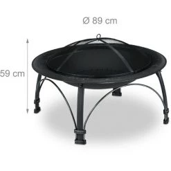 Relaxdays Brasero De Jardin, Avec Protection étincelles & Tisonnier, Terrasse, HxD 59x89 Cm, Bac à Feu Extérieur, Noir 11 Relaxdays Brasero De Jardin, Avec Protection étincelles & Tisonnier, Terrasse, HxD 59x89 Cm, Bac à Feu Extérieur, Noir -Chauffage d'extérieur Soldes 31801159 5