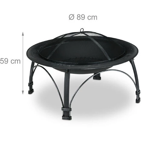 Relaxdays Brasero De Jardin, Avec Protection étincelles & Tisonnier, Terrasse, HxD 59x89 Cm, Bac à Feu Extérieur, Noir 7 Relaxdays Brasero De Jardin, Avec Protection étincelles & Tisonnier, Terrasse, HxD 59x89 Cm, Bac à Feu Extérieur, Noir – Image 5