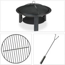 Relaxdays Brasero De Jardin, Protection étincelles, Tisonnier Inclus, Bac à Feu, Extérieur, Fonte, D 73 Cm, Noir 8 Relaxdays Brasero De Jardin, Protection étincelles, Tisonnier Inclus, Bac à Feu, Extérieur, Fonte, D 73 Cm, Noir -Chauffage d'extérieur Soldes 31801164 2