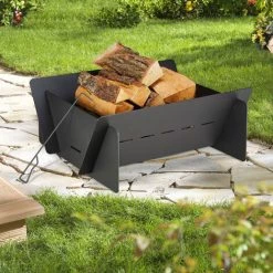 Relaxdays Brasero De Jardin, Massif Et Lourd, à Emboîter, Tisonnier Inclus, Bac à Feu Design, Acier 3 Mm, Noir -Chauffage d'extérieur Soldes 31801171 3