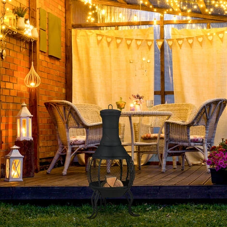 Relaxdays Brasero Extérieur, Tisonnier, Grille à Bois & Pare-étincelles, Jardin, Mexicain, HxD: 88 X 38 Cm, Noir 5 Relaxdays Brasero Extérieur, Tisonnier, Grille à Bois & Pare-étincelles, Jardin, Mexicain, HxD: 88 X 38 Cm, Noir – Image 3