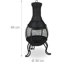 Relaxdays Brasero Extérieur, Tisonnier, Grille à Bois & Pare-étincelles, Jardin, Mexicain, HxD: 88 X 38 Cm, Noir 11 Relaxdays Brasero Extérieur, Tisonnier, Grille à Bois & Pare-étincelles, Jardin, Mexicain, HxD: 88 X 38 Cm, Noir -Chauffage d'extérieur Soldes 31801174 5