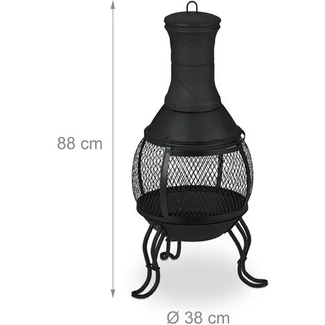 Relaxdays Brasero Extérieur, Tisonnier, Grille à Bois & Pare-étincelles, Jardin, Mexicain, HxD: 88 X 38 Cm, Noir 7 Relaxdays Brasero Extérieur, Tisonnier, Grille à Bois & Pare-étincelles, Jardin, Mexicain, HxD: 88 X 38 Cm, Noir – Image 5