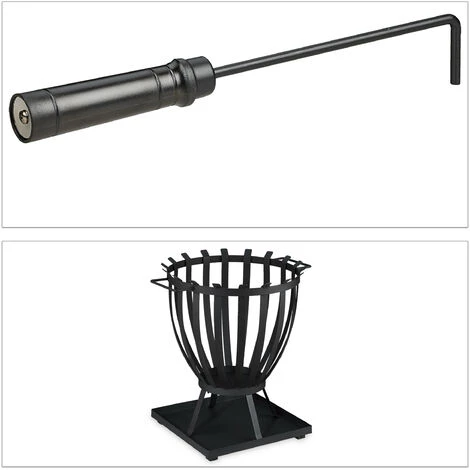 Relaxdays Brasero De Jardin, XXL, Panier à Feu Rond, HLP 57 X 56 X 47,5 Cm, Avec Plaque De Sol & Tisonnier, Acier, Noir 4 Relaxdays Brasero De Jardin, XXL, Panier à Feu Rond, HLP 57 X 56 X 47,5 Cm, Avec Plaque De Sol & Tisonnier, Acier, Noir – Image 2