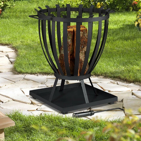 Relaxdays Brasero De Jardin, XXL, Panier à Feu Rond, HLP 57 X 56 X 47,5 Cm, Avec Plaque De Sol & Tisonnier, Acier, Noir 5 Relaxdays Brasero De Jardin, XXL, Panier à Feu Rond, HLP 57 X 56 X 47,5 Cm, Avec Plaque De Sol & Tisonnier, Acier, Noir – Image 3