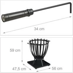 Relaxdays Brasero De Jardin, XXL, Panier à Feu Rond, HLP 57 X 56 X 47,5 Cm, Avec Plaque De Sol & Tisonnier, Acier, Noir 11 Relaxdays Brasero De Jardin, XXL, Panier à Feu Rond, HLP 57 X 56 X 47,5 Cm, Avec Plaque De Sol & Tisonnier, Acier, Noir -Chauffage d'extérieur Soldes 31801196 5