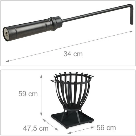 Relaxdays Brasero De Jardin, XXL, Panier à Feu Rond, HLP 57 X 56 X 47,5 Cm, Avec Plaque De Sol & Tisonnier, Acier, Noir 7 Relaxdays Brasero De Jardin, XXL, Panier à Feu Rond, HLP 57 X 56 X 47,5 Cm, Avec Plaque De Sol & Tisonnier, Acier, Noir – Image 5