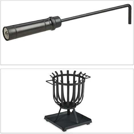 Relaxdays Brasero De Jardin, XL, Plaque De Sol & Tisonnier, HLP 46 X 41,5 X 36 Cm, Panier à Feu Acier, Rond, Noir 4 Relaxdays Brasero De Jardin, XL, Plaque De Sol & Tisonnier, HLP 46 X 41,5 X 36 Cm, Panier à Feu Acier, Rond, Noir – Image 2
