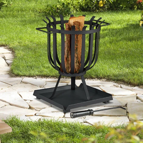 Relaxdays Brasero De Jardin, XL, Plaque De Sol & Tisonnier, HLP 46 X 41,5 X 36 Cm, Panier à Feu Acier, Rond, Noir 5 Relaxdays Brasero De Jardin, XL, Plaque De Sol & Tisonnier, HLP 46 X 41,5 X 36 Cm, Panier à Feu Acier, Rond, Noir – Image 3